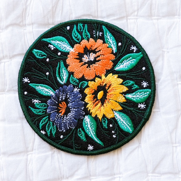 Stay at Home Club Flowers Iron-on Patch - Picture 1 of 2